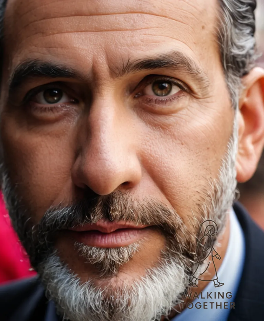 The image should show a striking photograph of Rabbi David Rosen in conversation with individuals participating in a Jews for Jesus street witnessing event in NYC's iconic Times Square, with vibrant billboards in the background and warm natural light illuminating the diverse group.